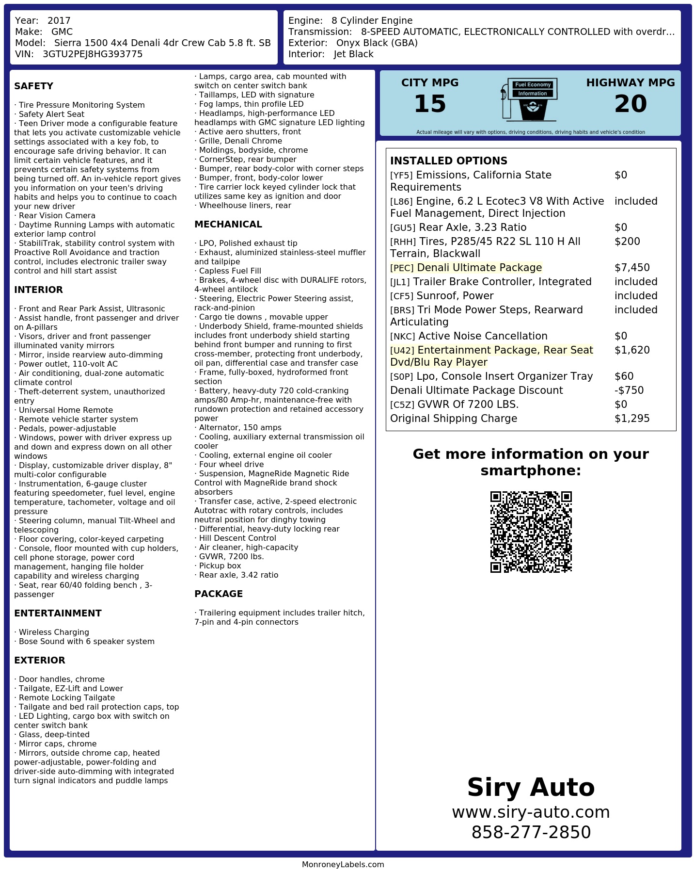 Monroney Label