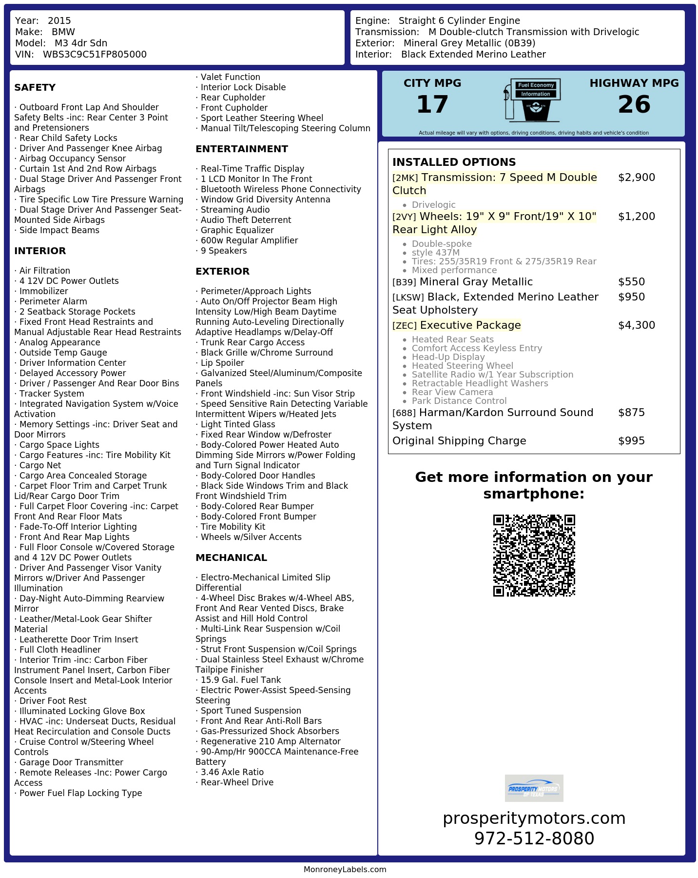 Monroney Label