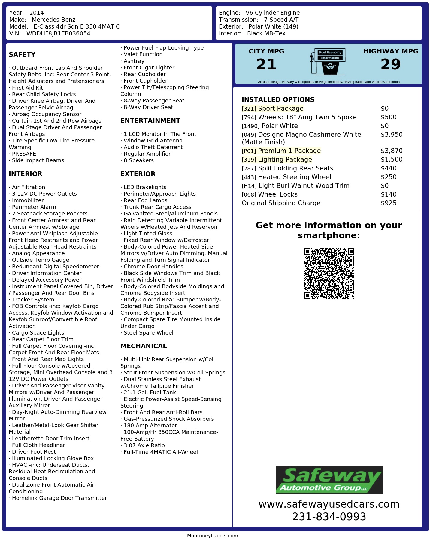 Monroney Label