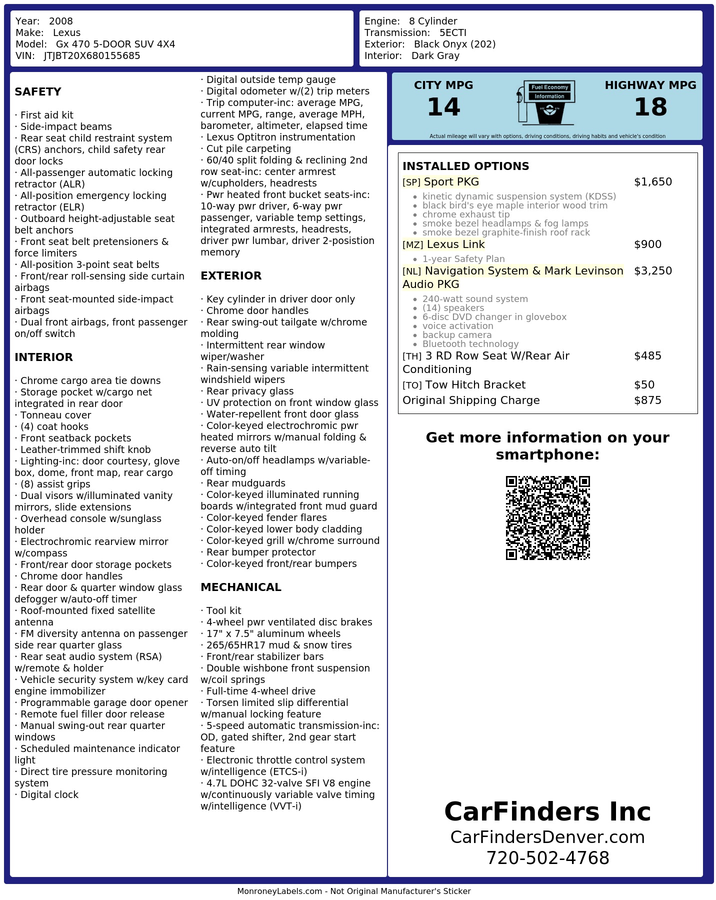 Monroney Label