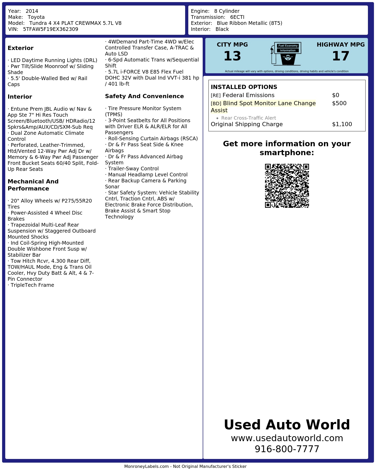 Monroney Label