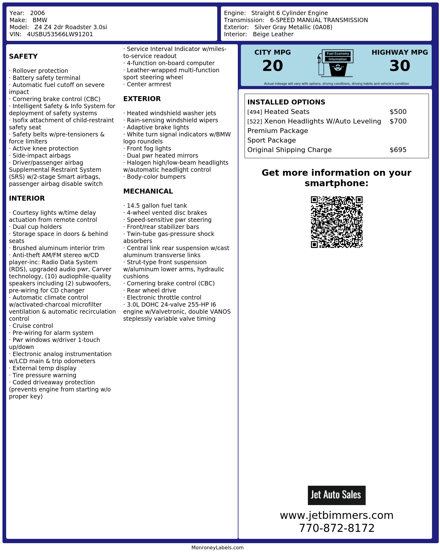 Monroney Label