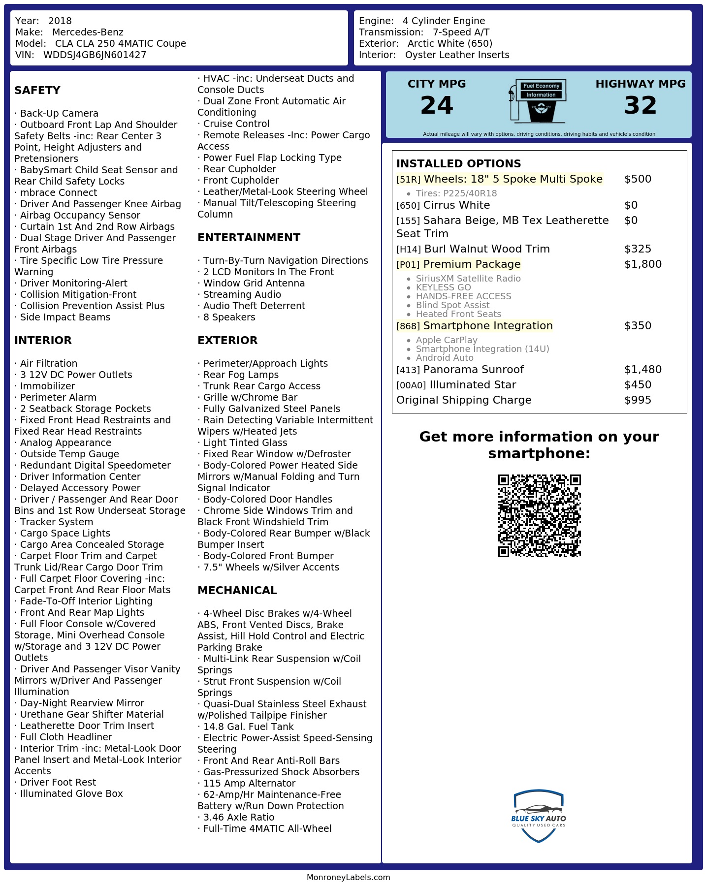 Monroney Label