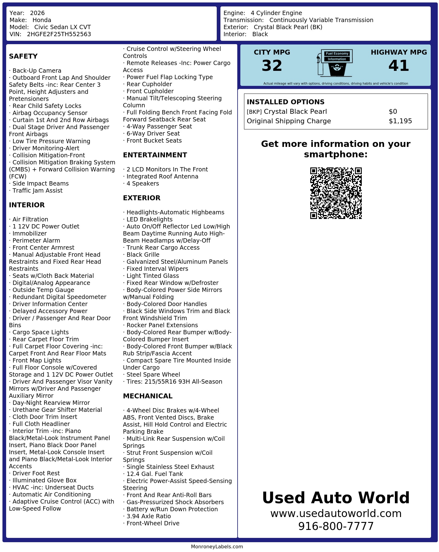 Monroney Label
