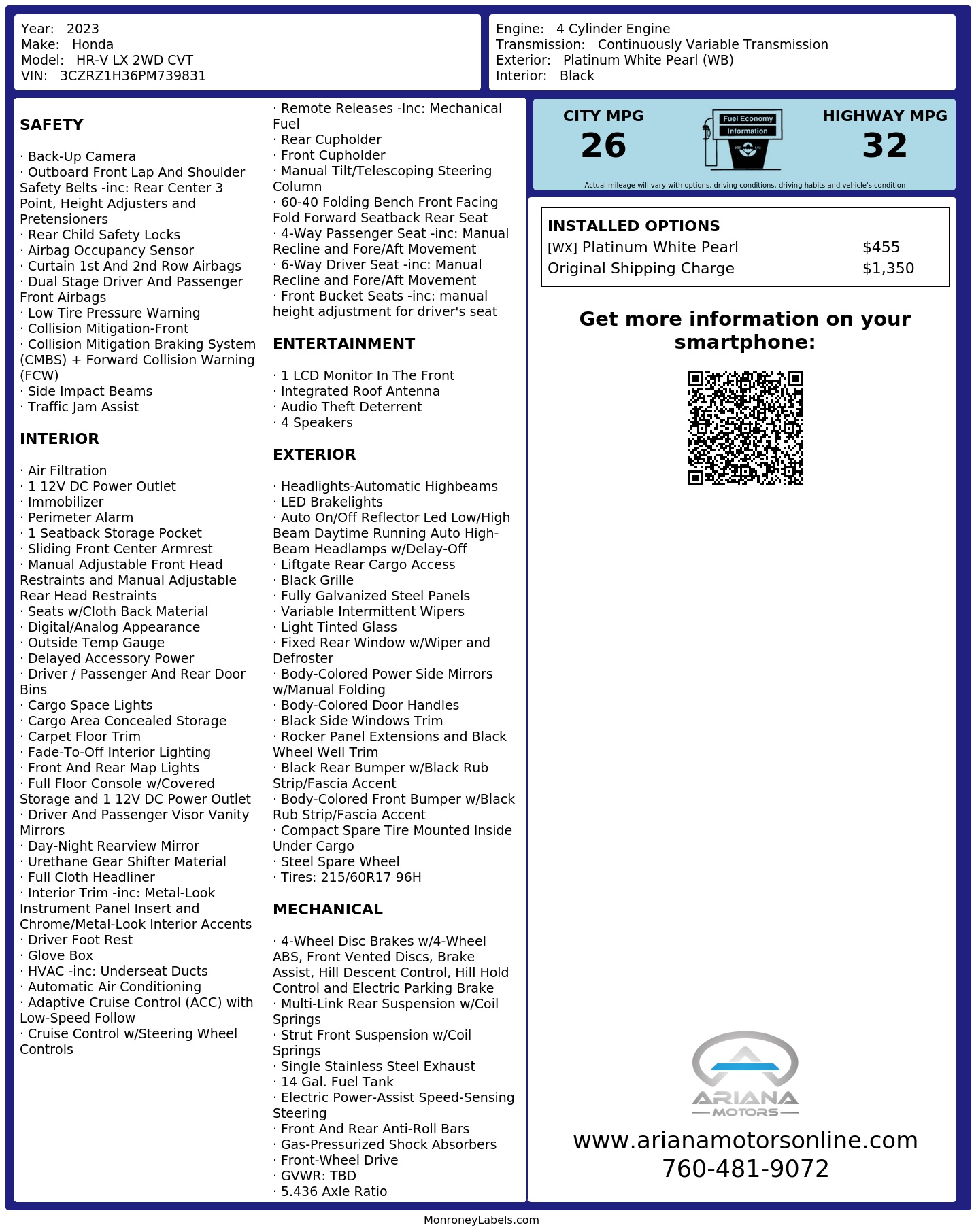 Monroney Label