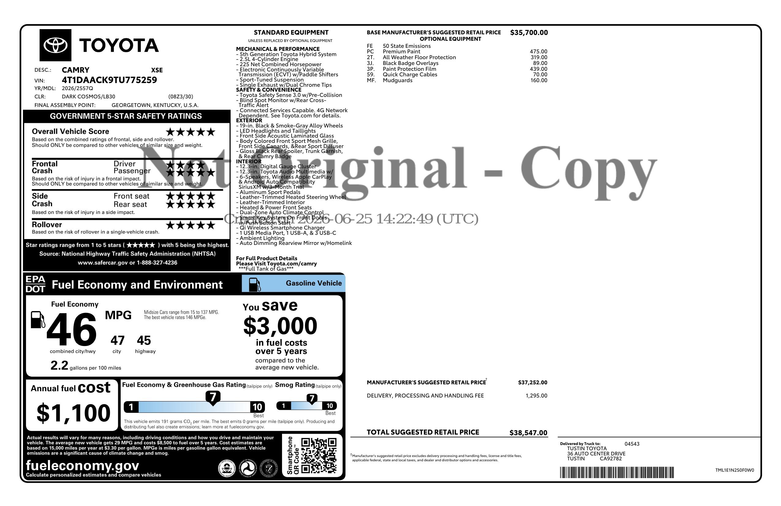 Monroney Label