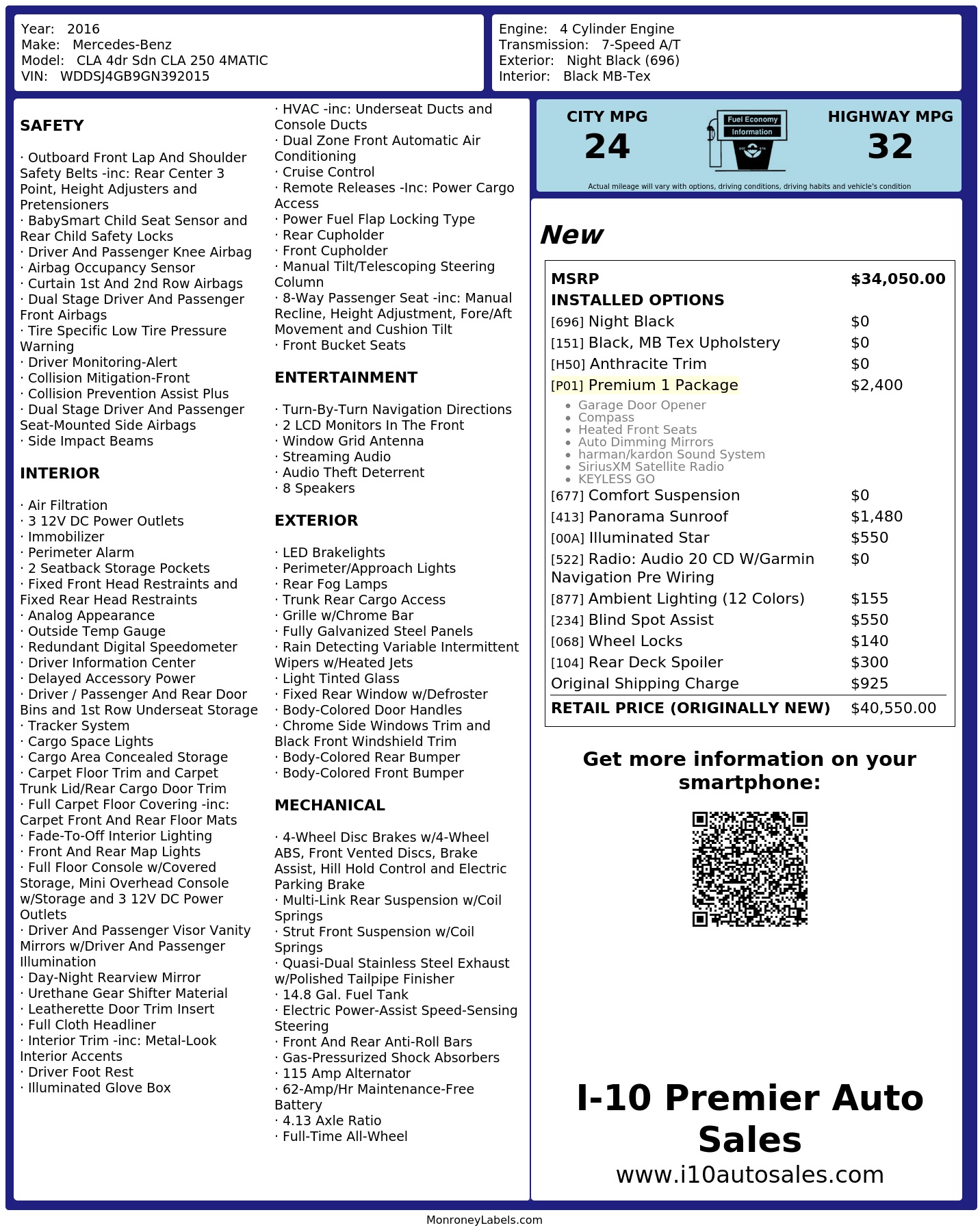 Monroney Label