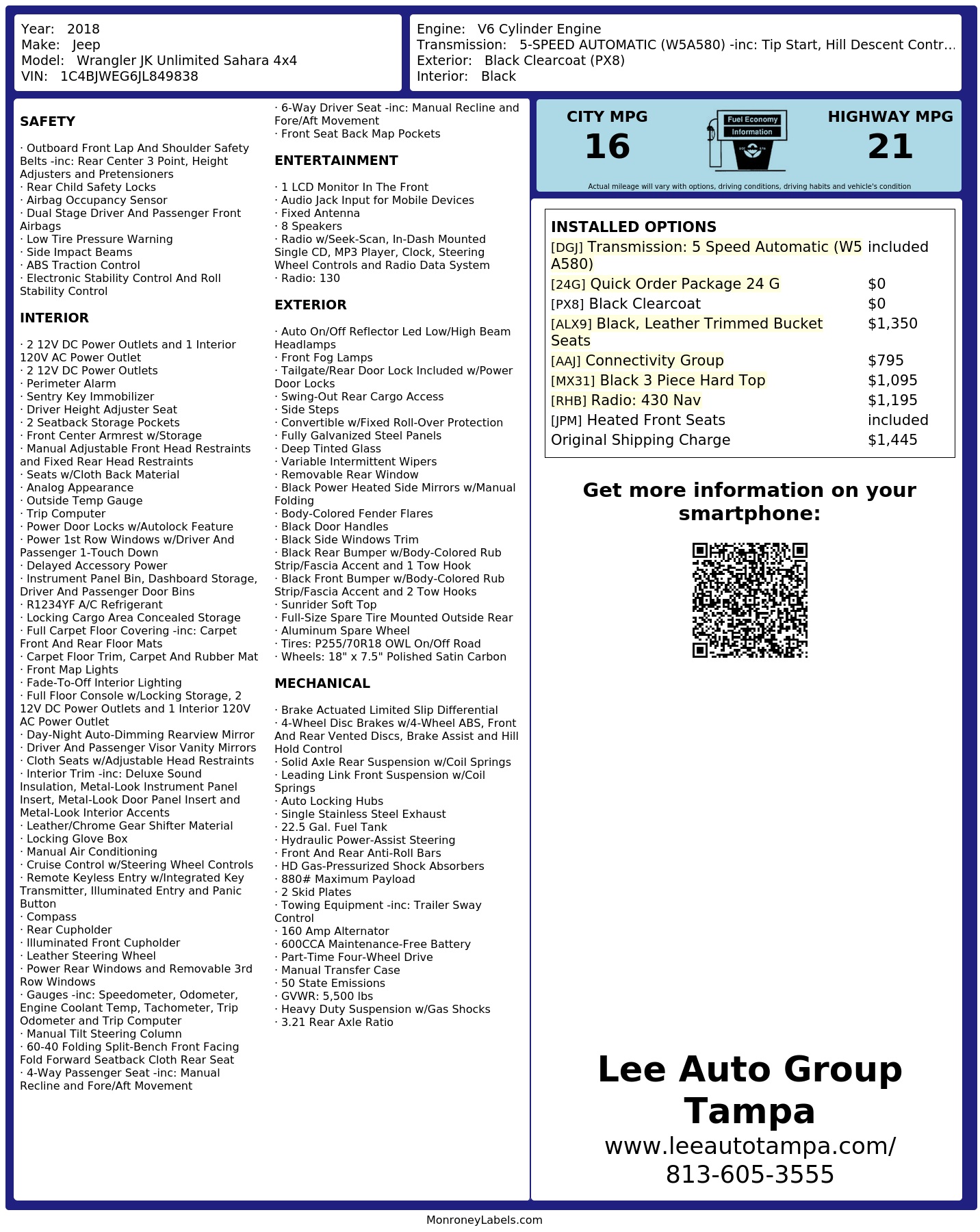 Monroney Label