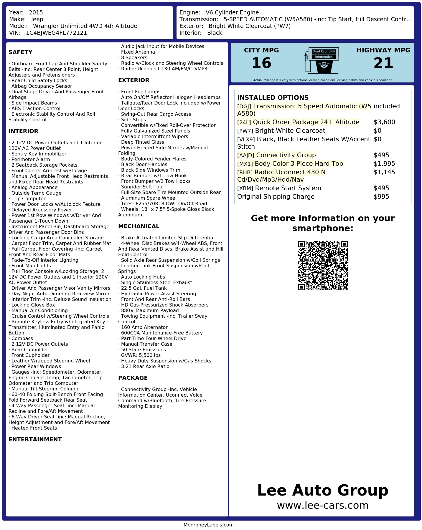 Monroney Label
