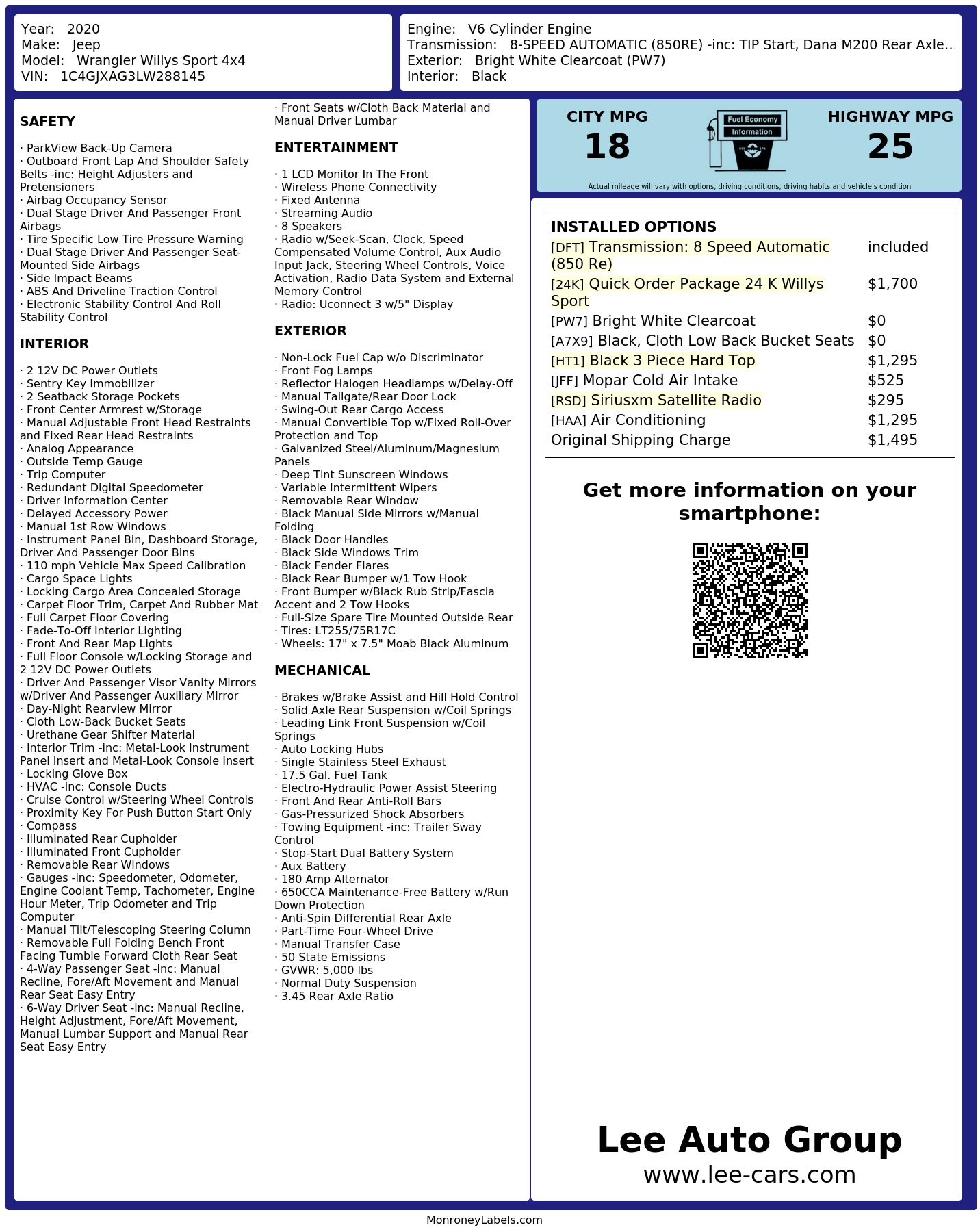 Monroney Label