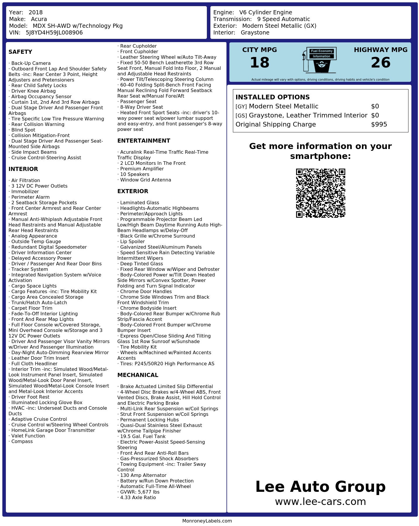 Monroney Label