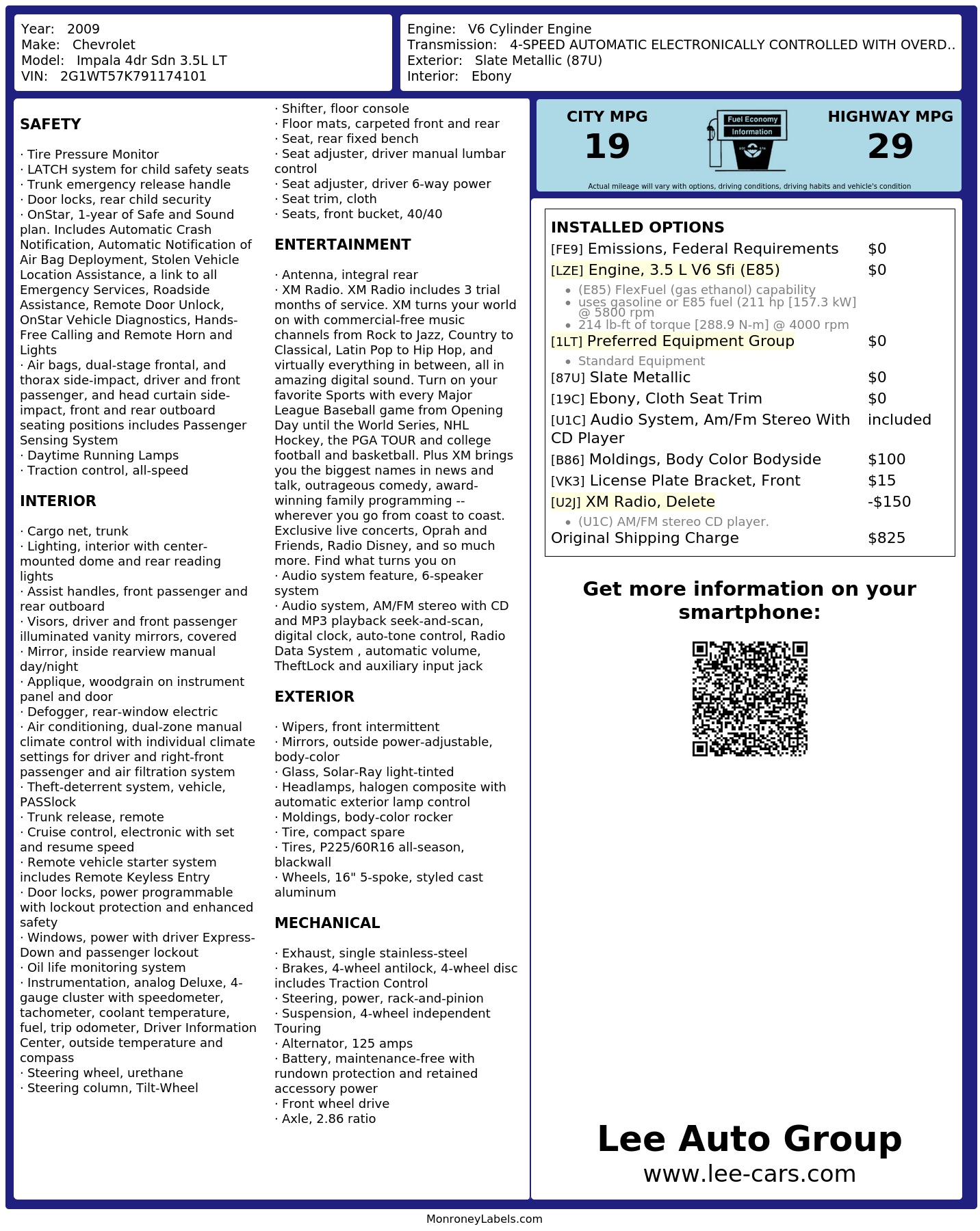 Monroney Label