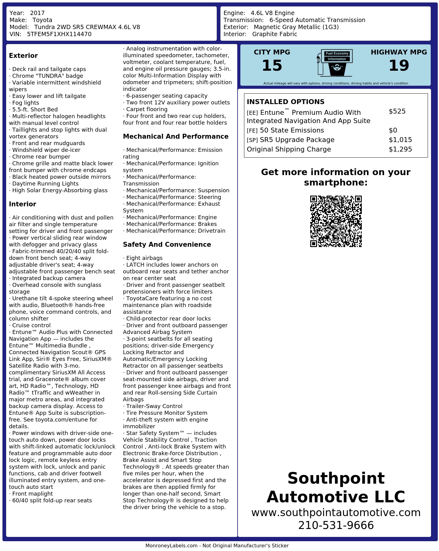Monroney Label