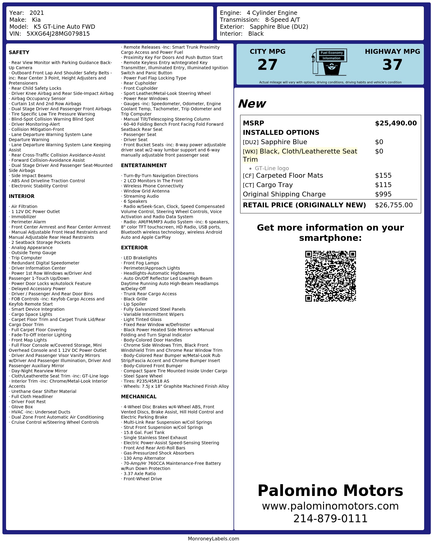 Monroney Label