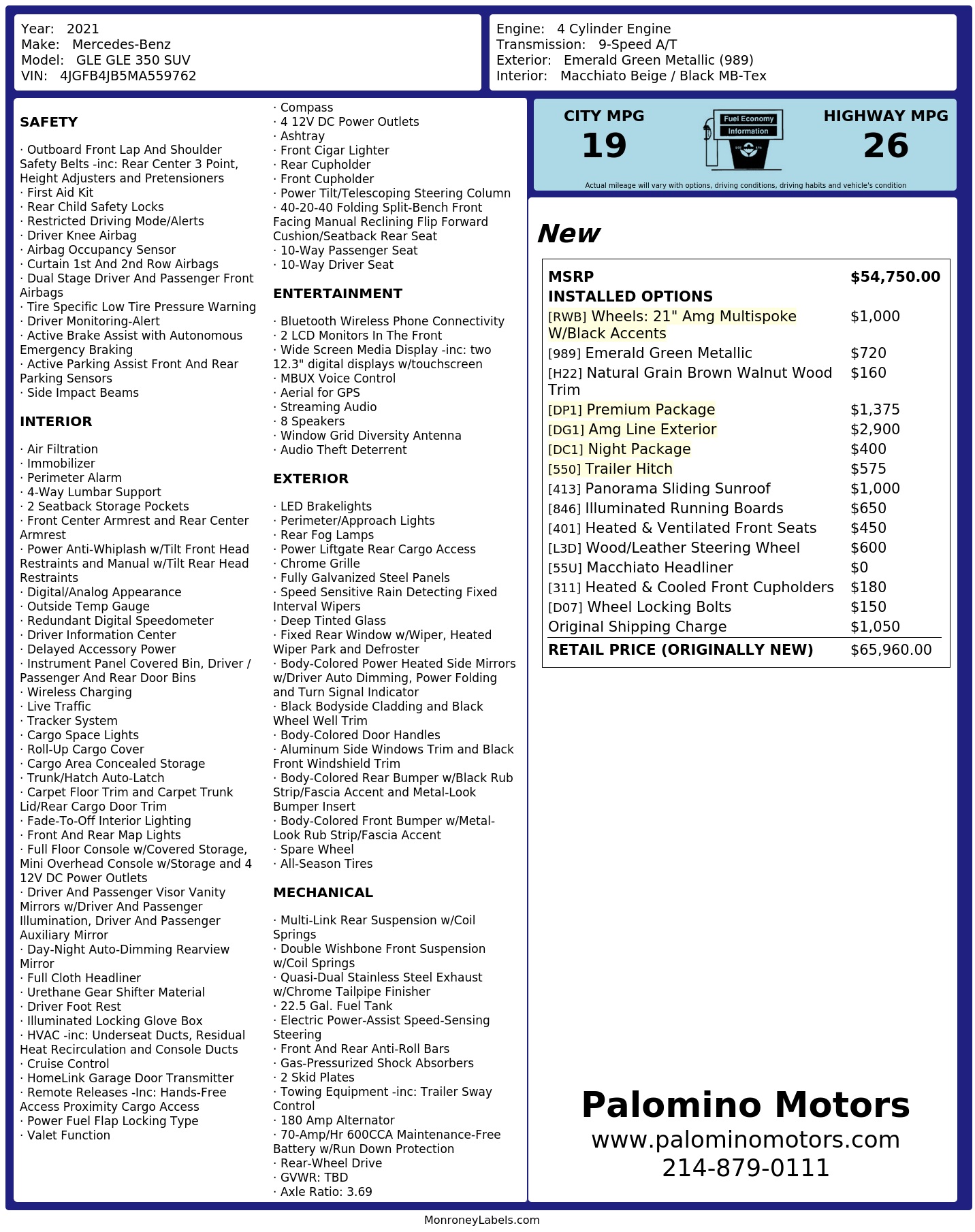 Monroney Label