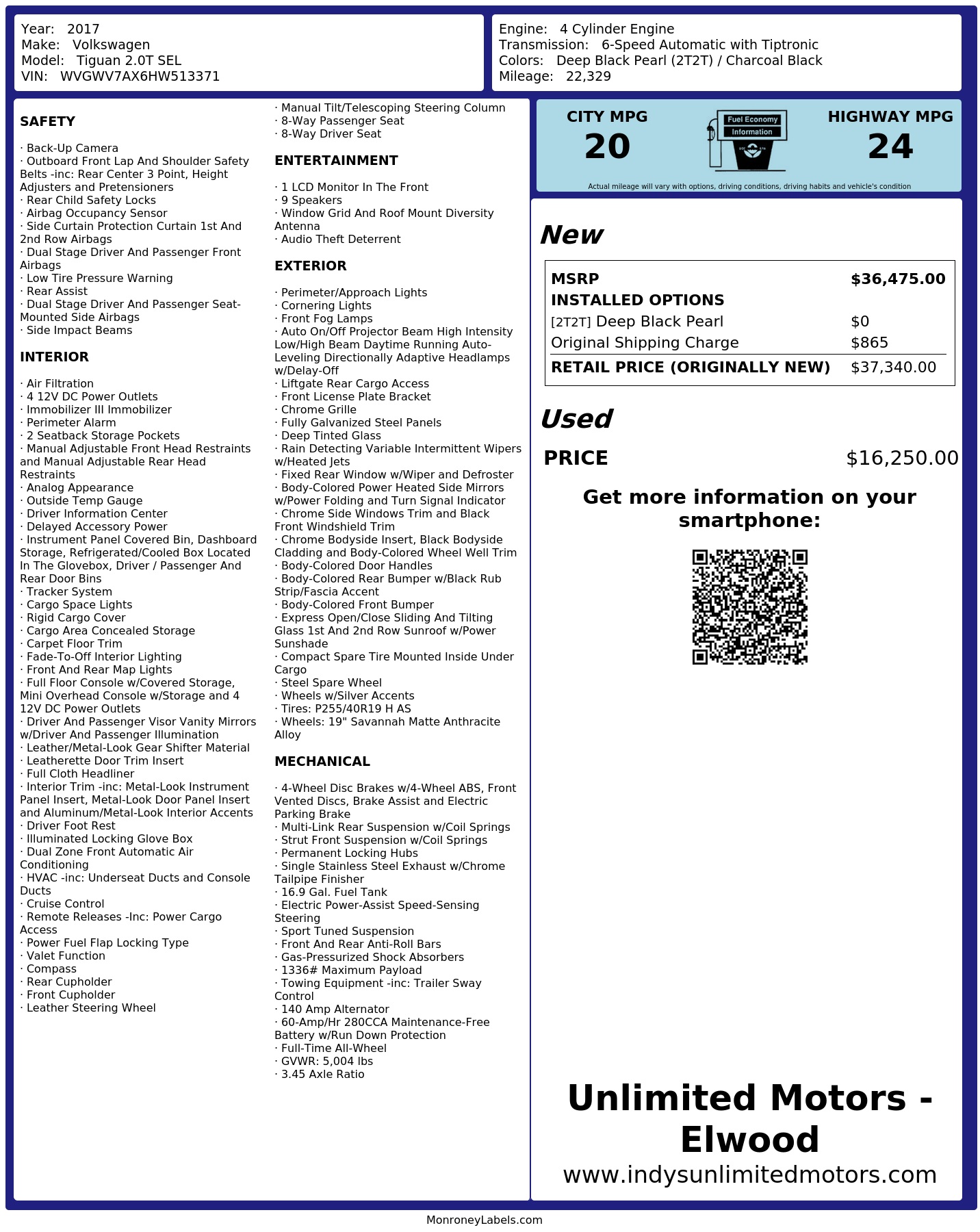 Monroney Label