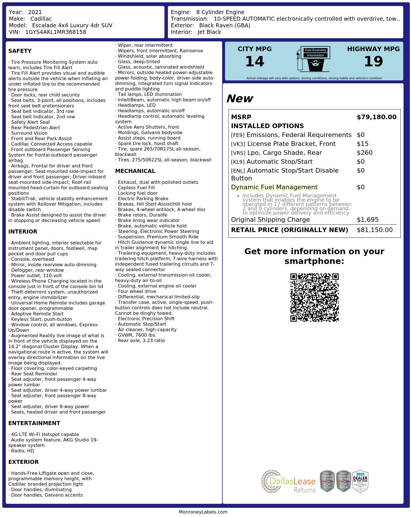 Monroney Label