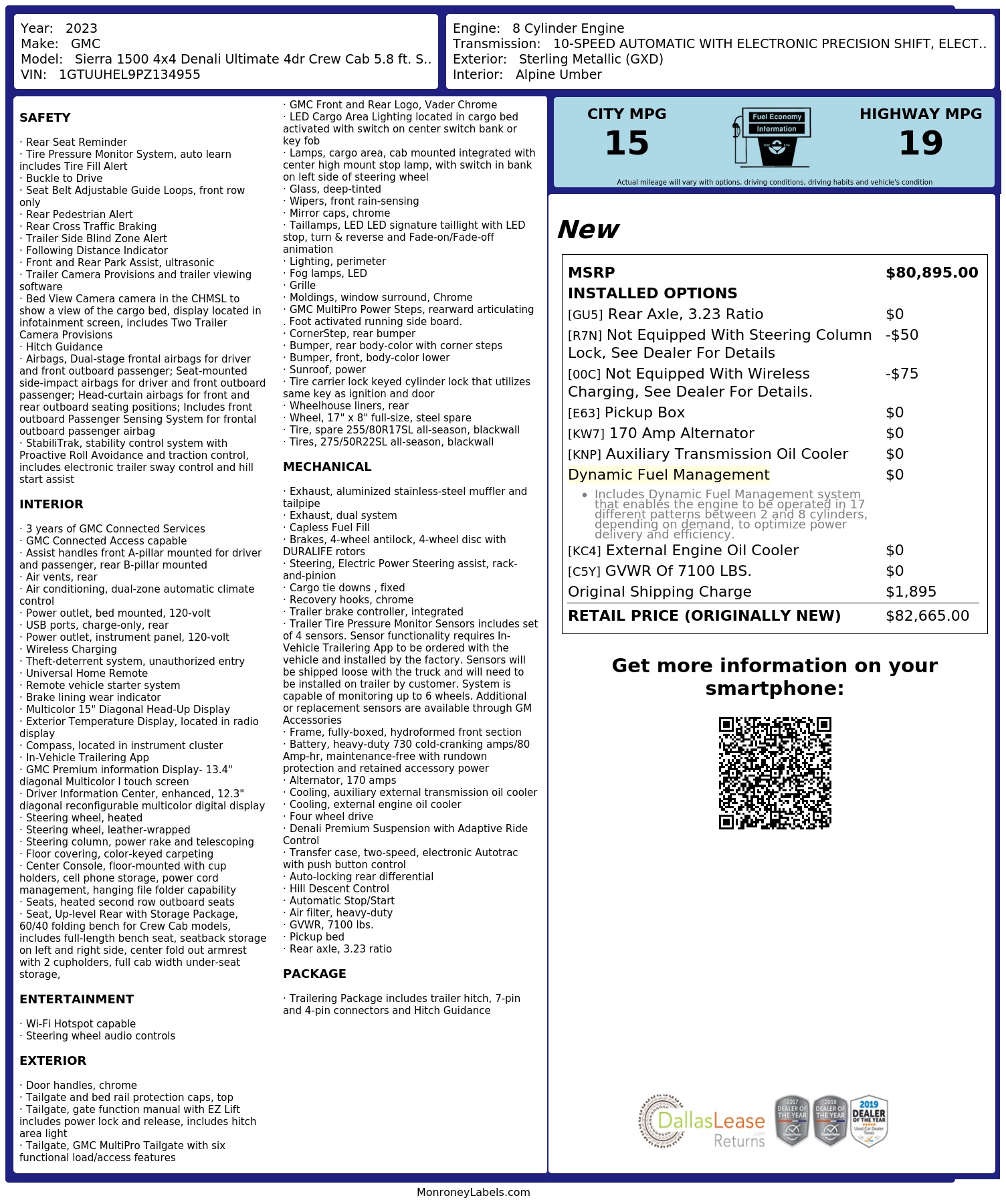 Monroney Label