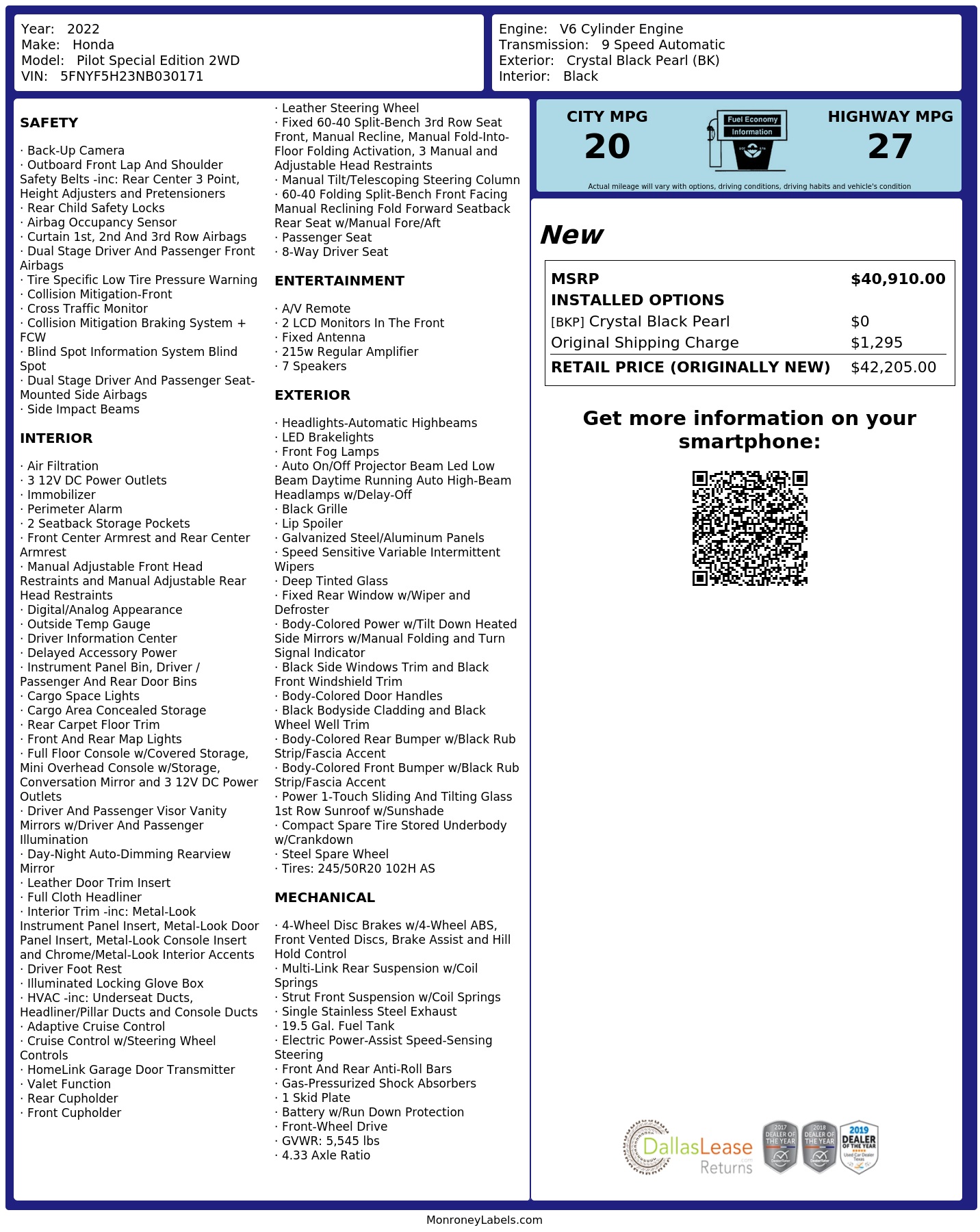Monroney Label