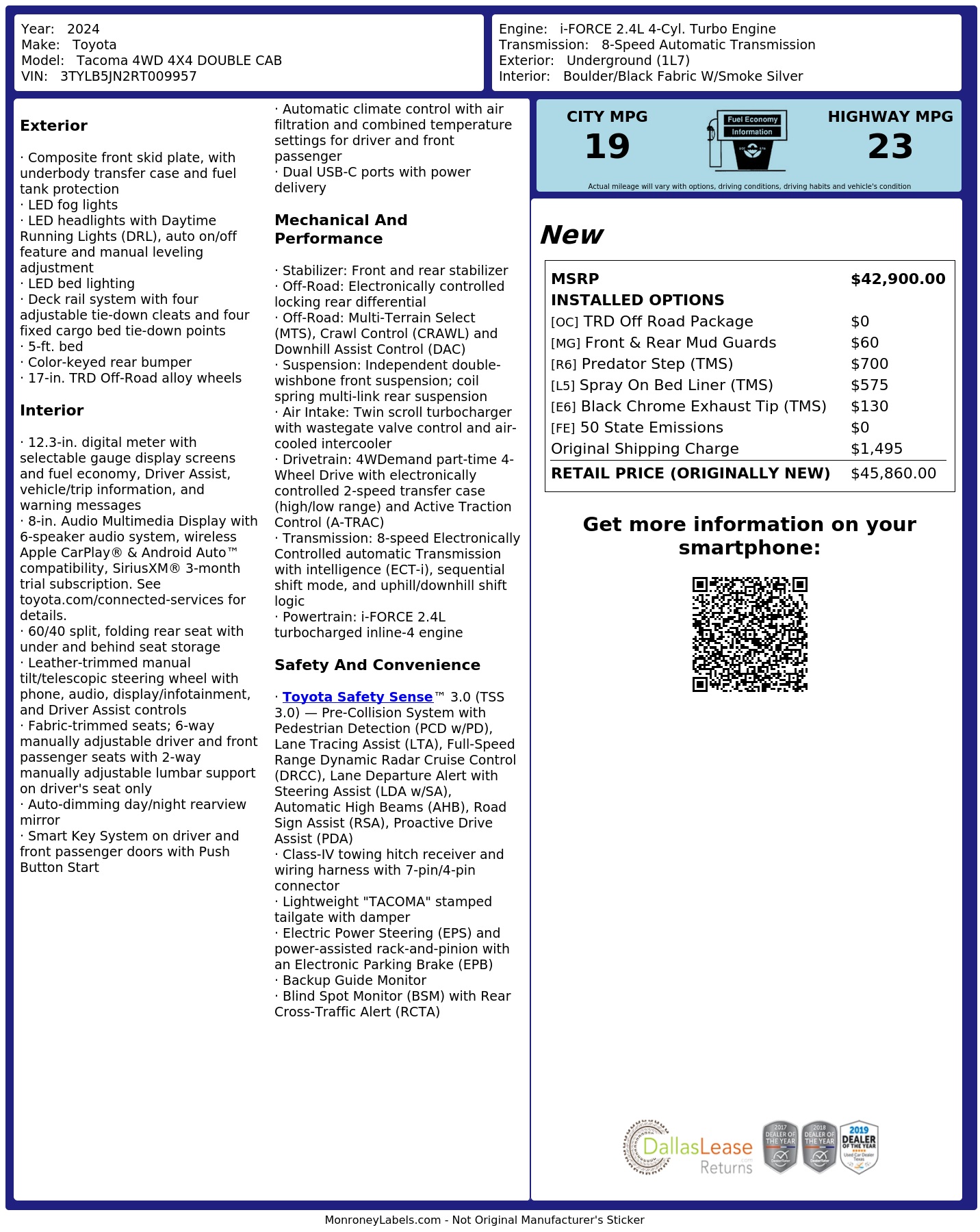 Monroney Label