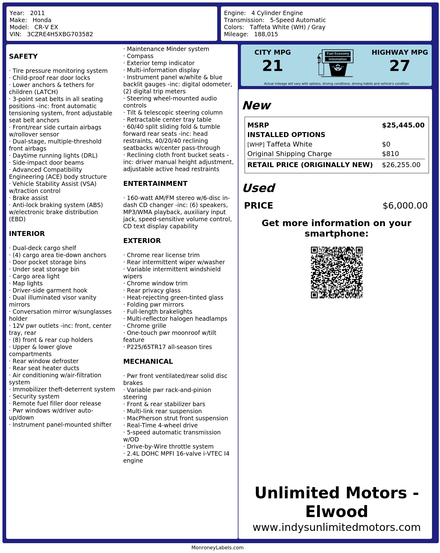 Monroney Label