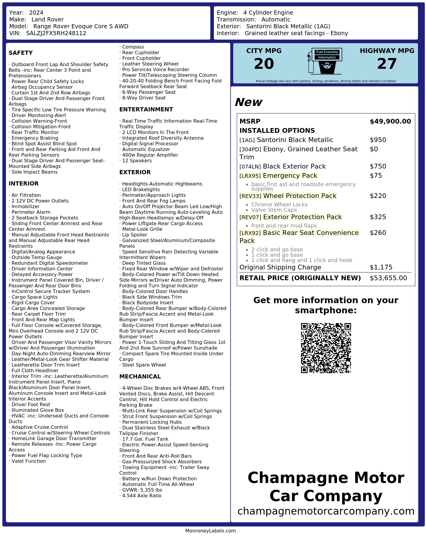 Monroney Label