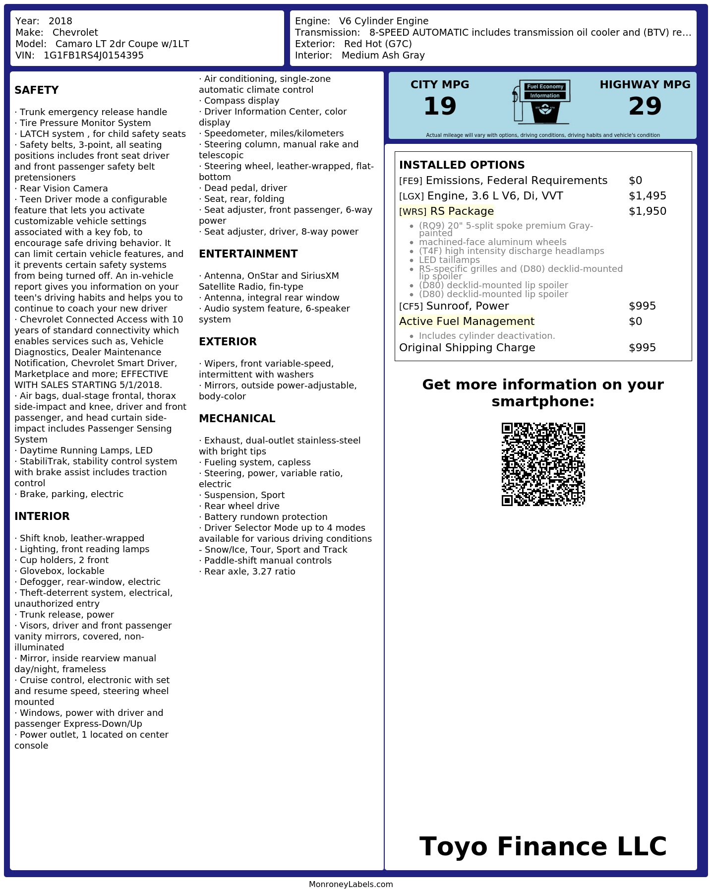 Monroney Label