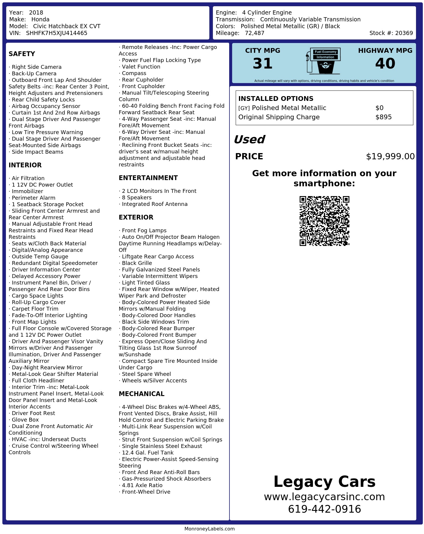 Monroney Label