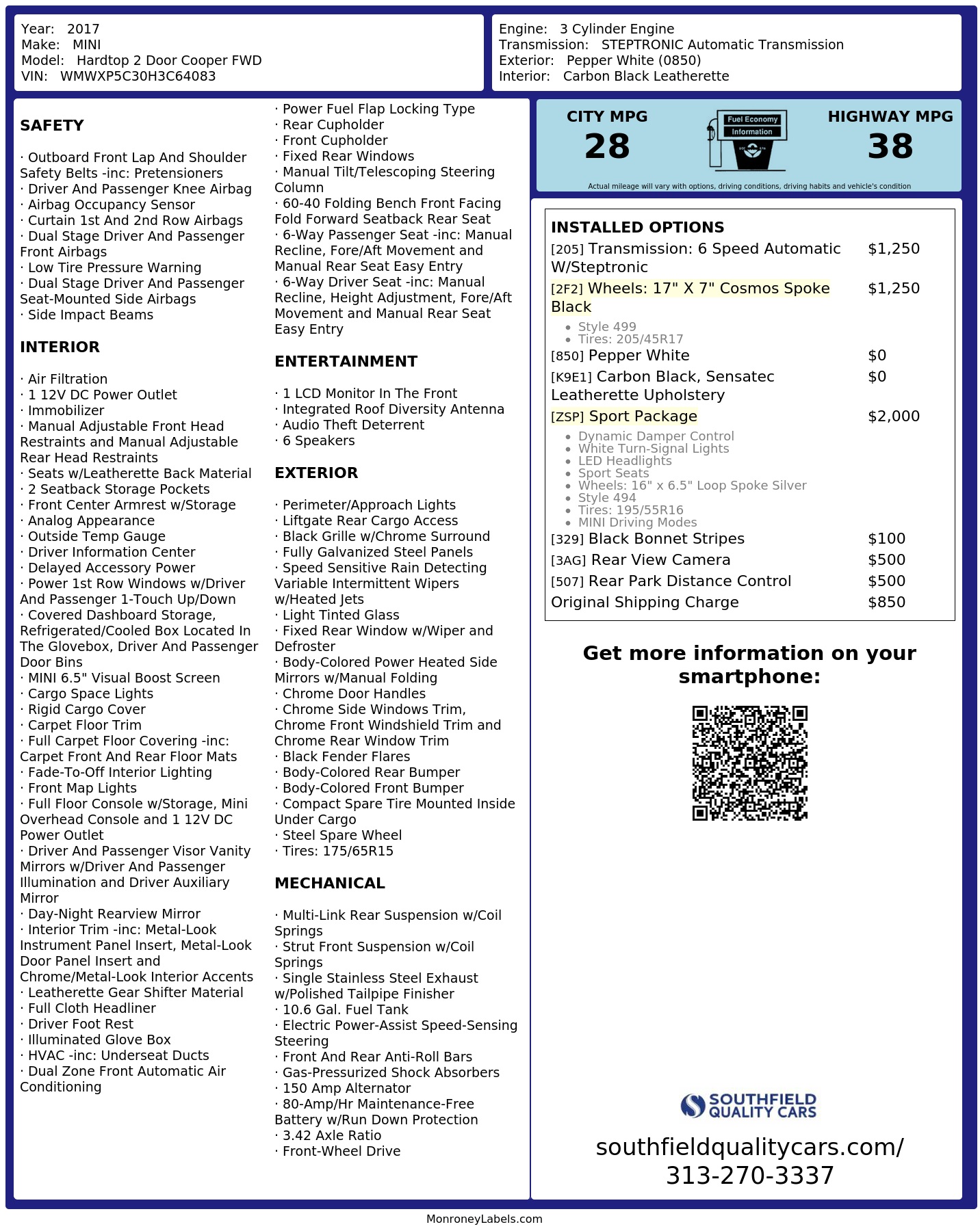 Monroney Label