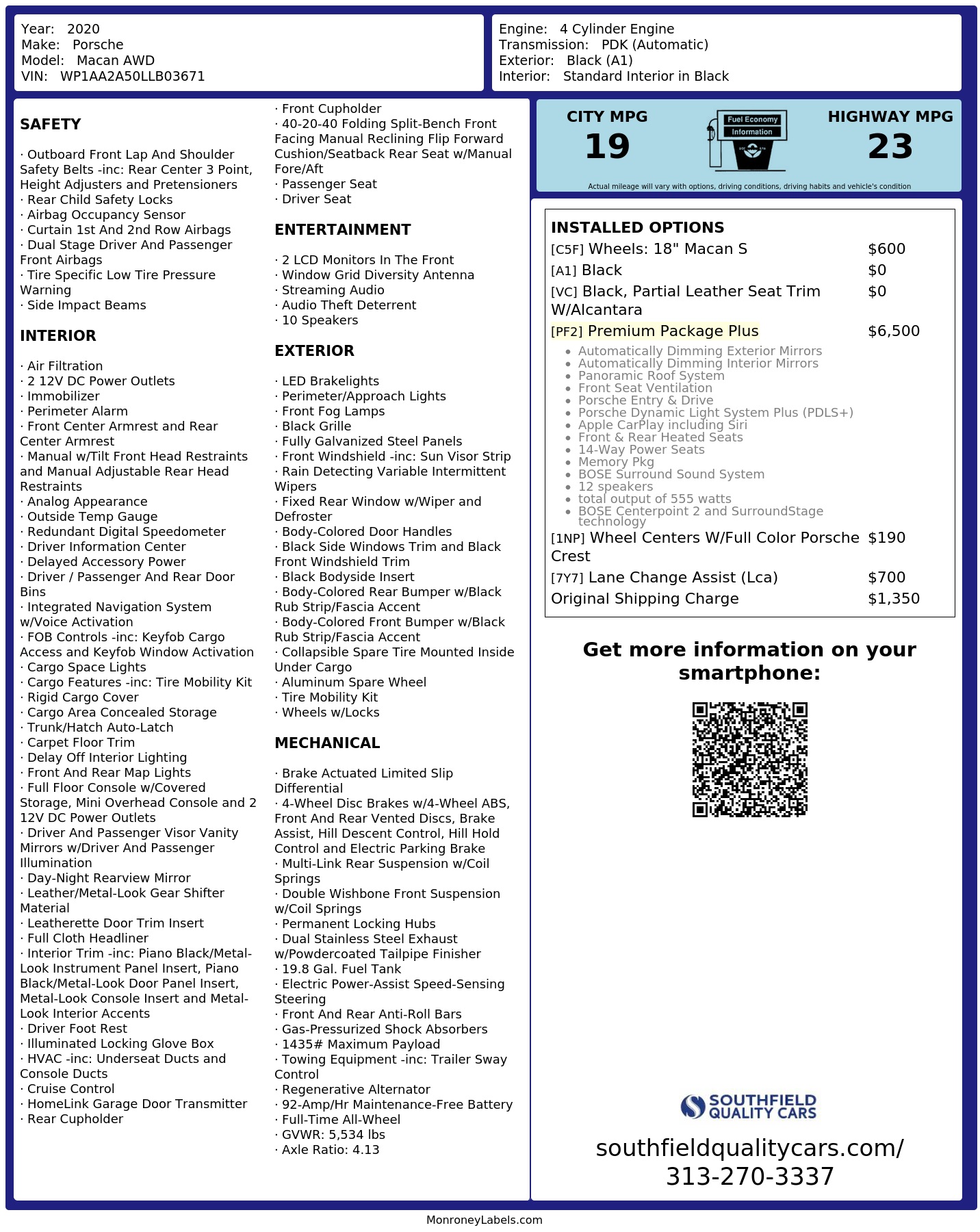 Monroney Label