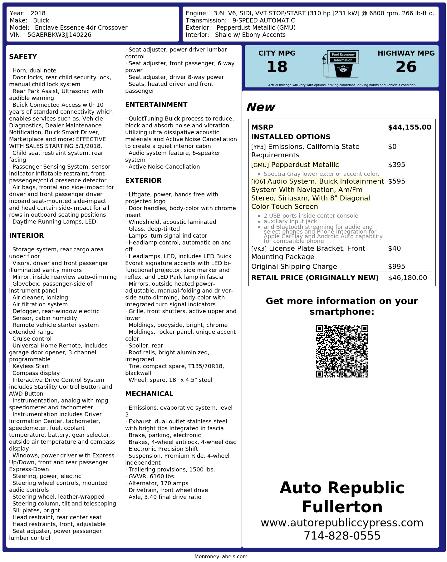 Monroney Label