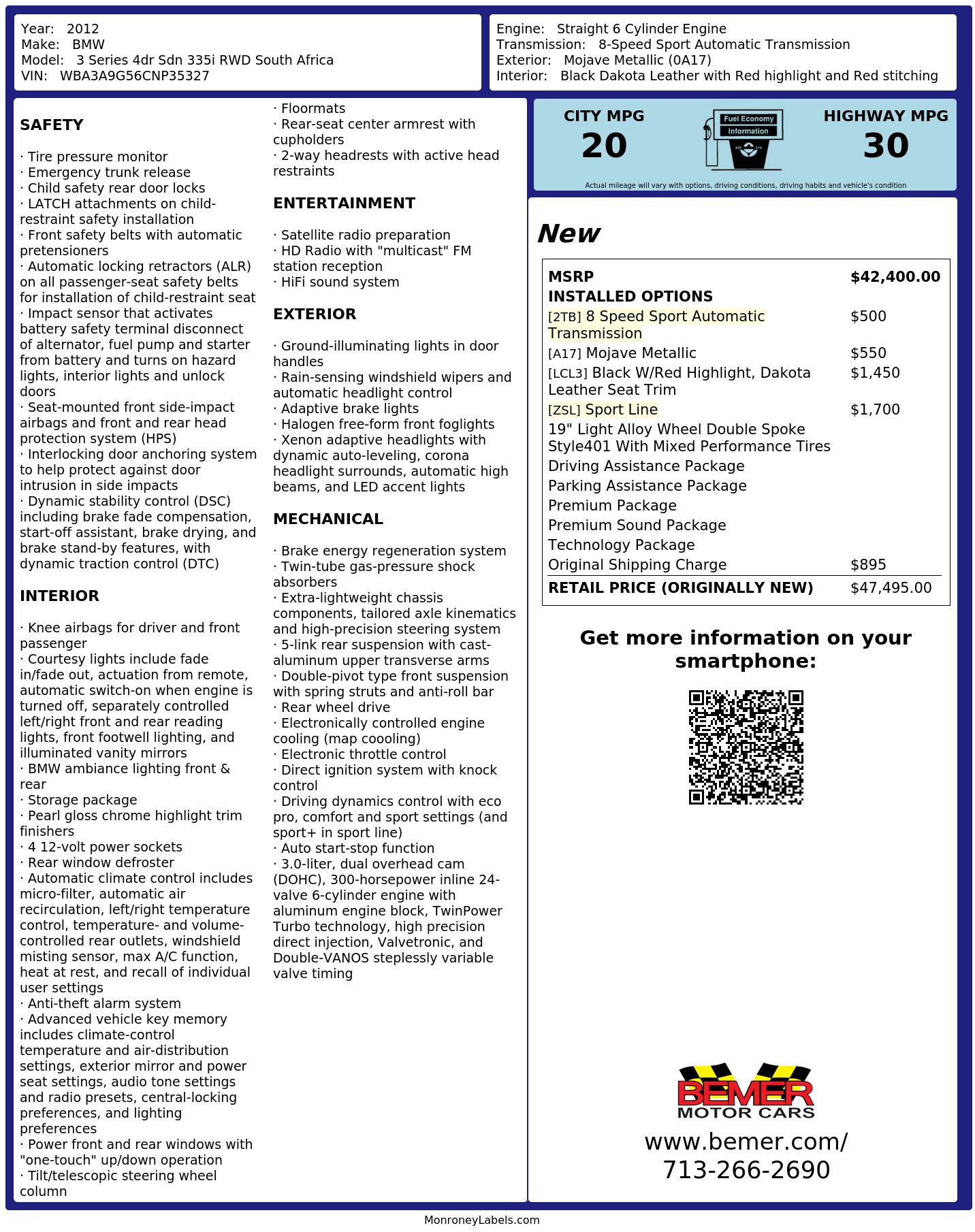 Monroney Label