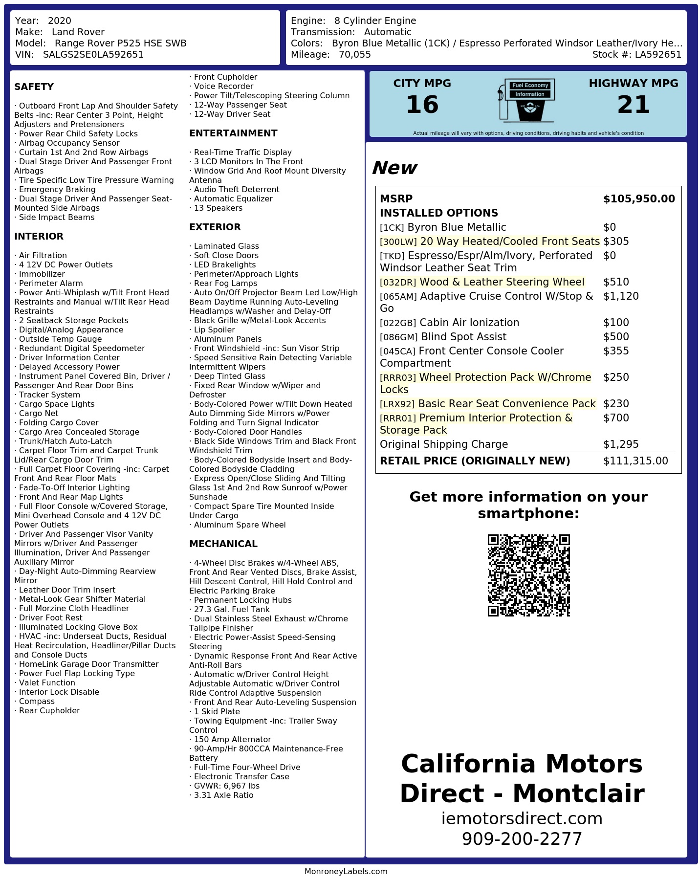 Monroney Label