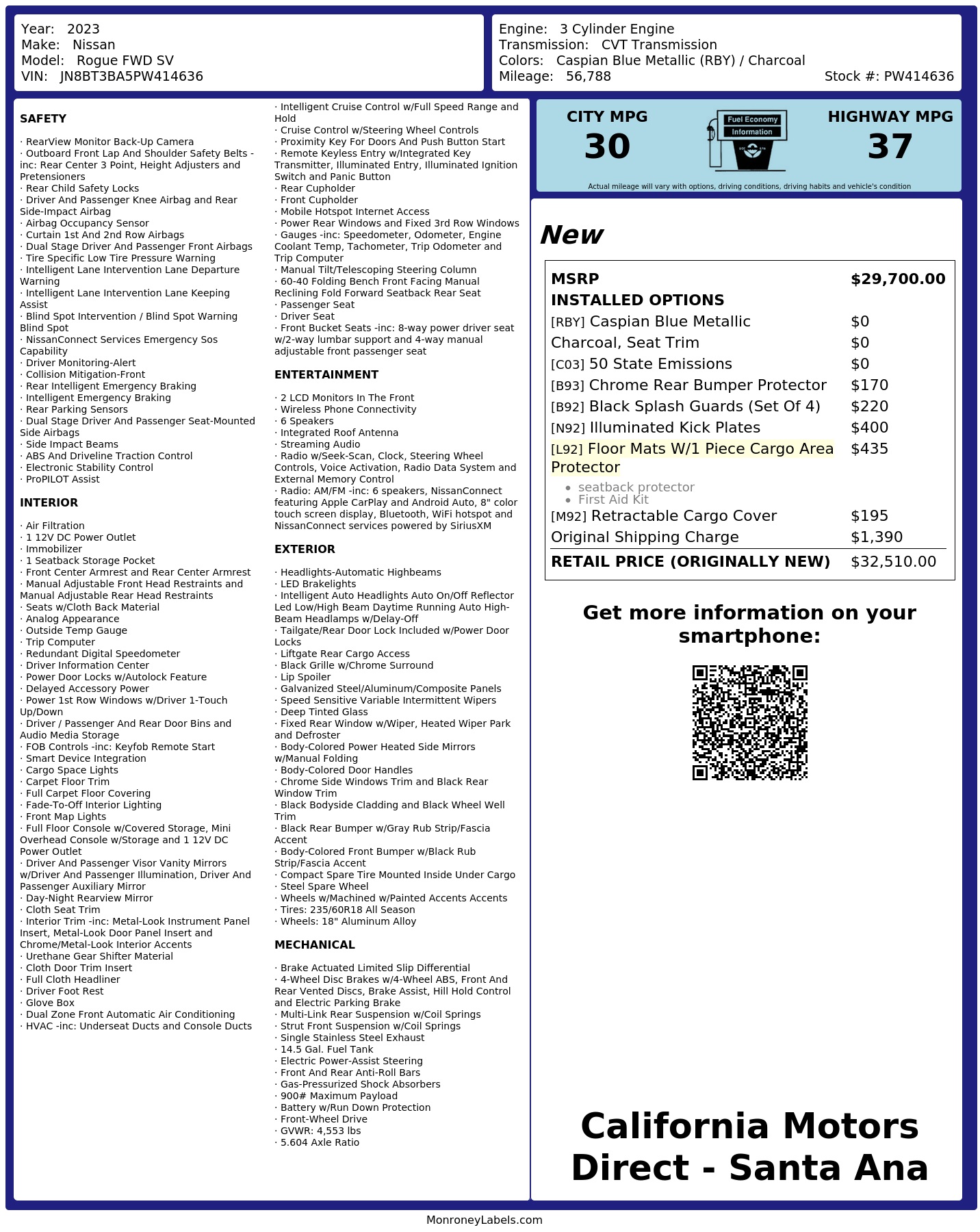 Monroney Label