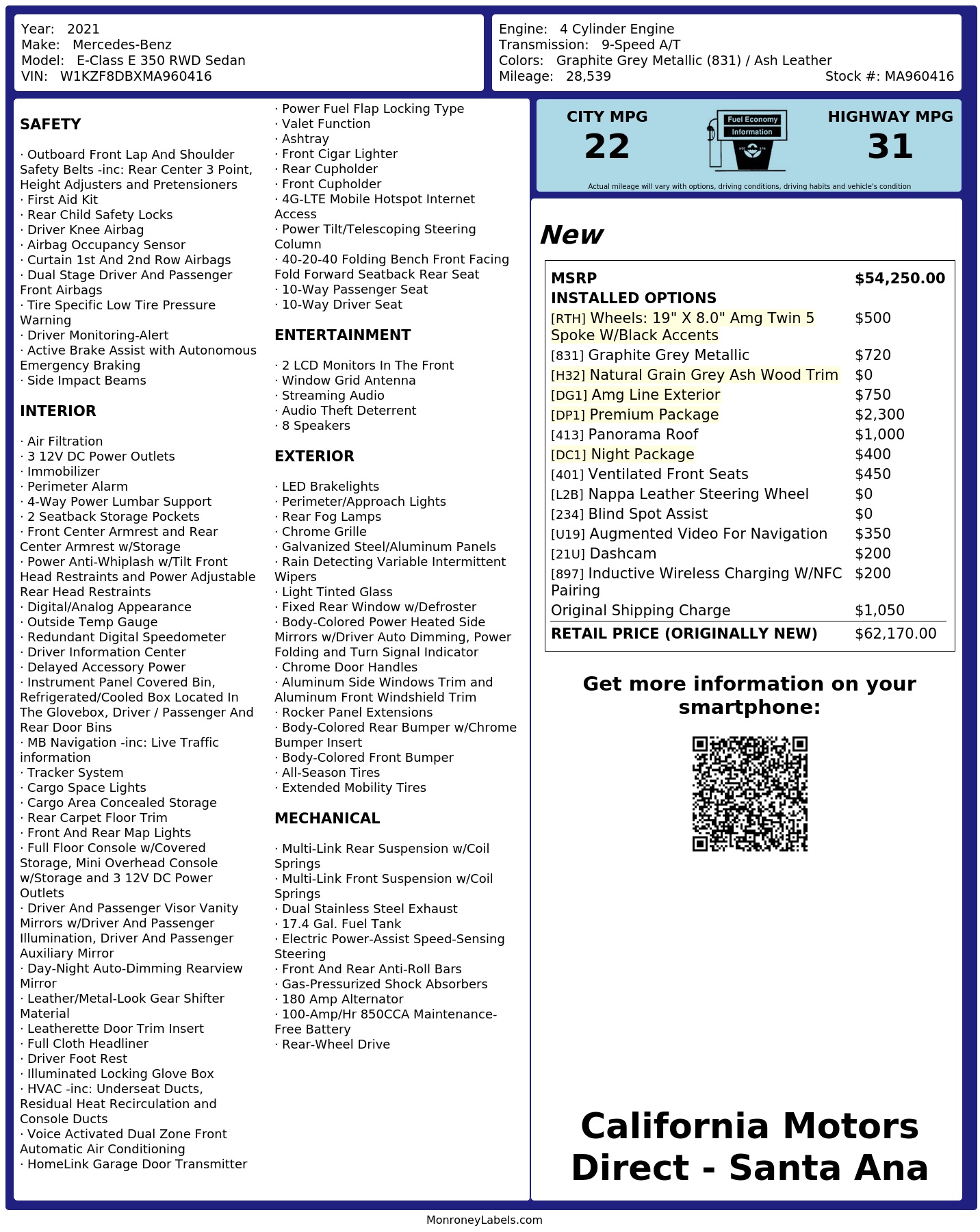 Monroney Label