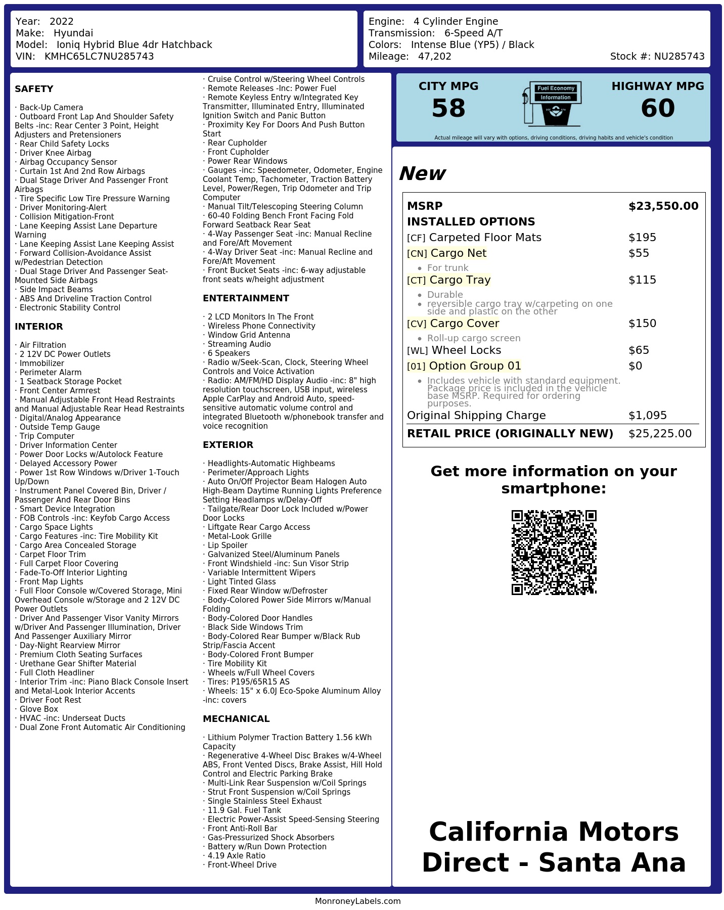 Monroney Label