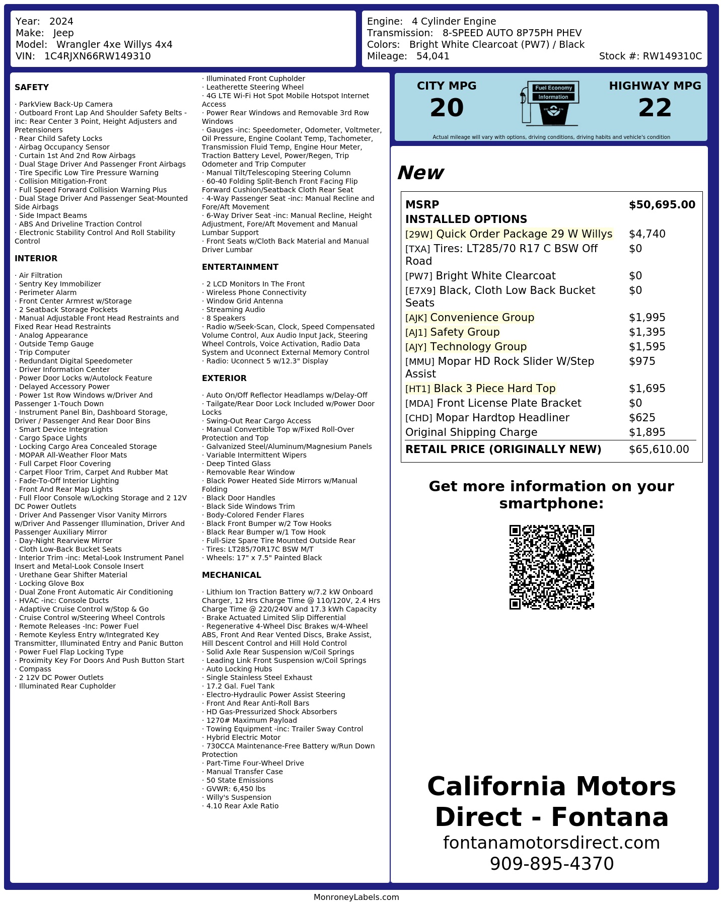 Monroney Label