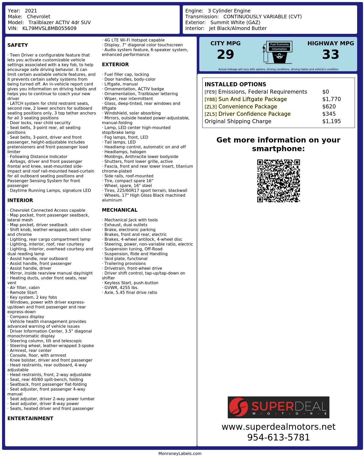 Monroney Label