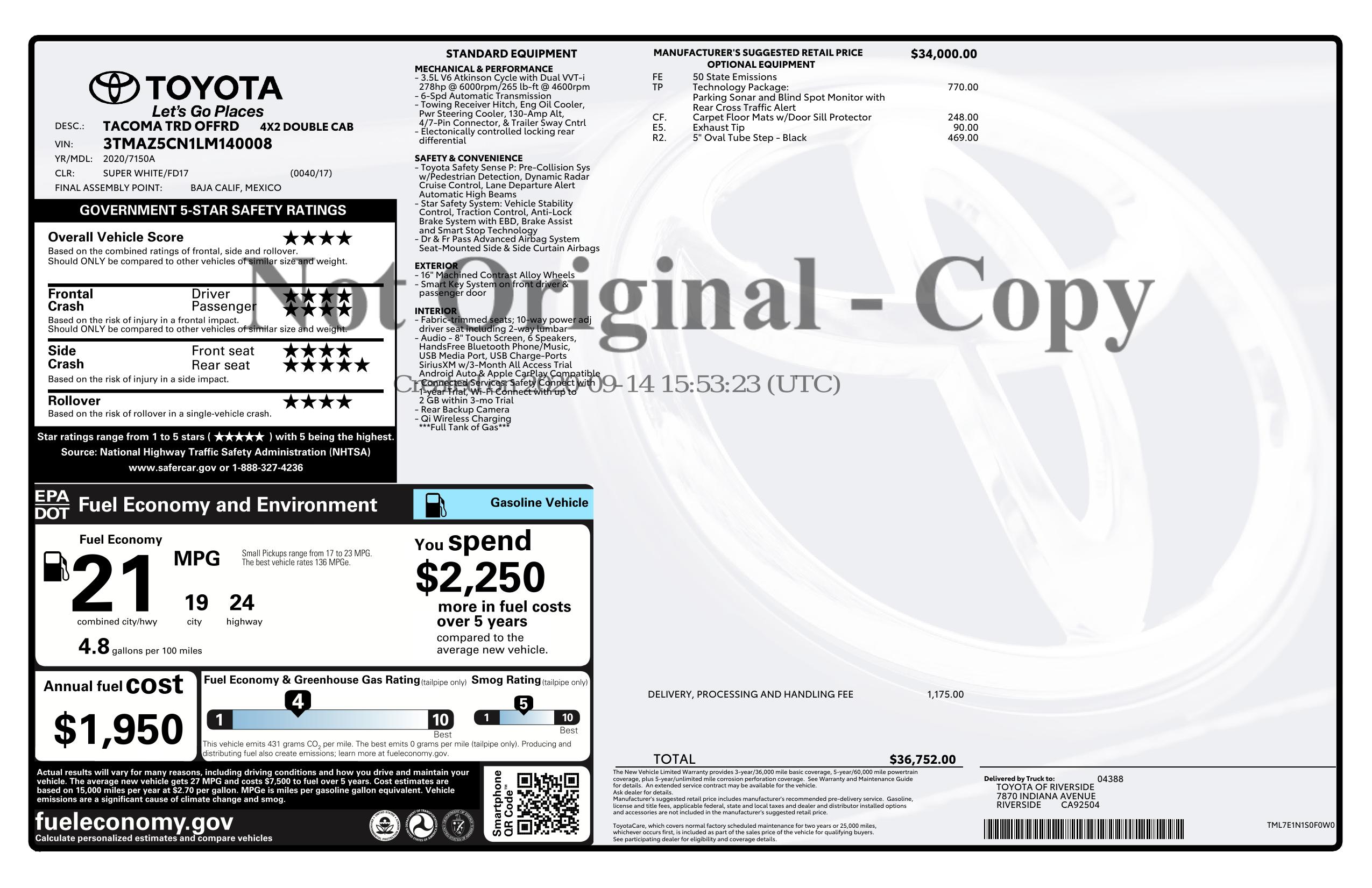 Monroney Label