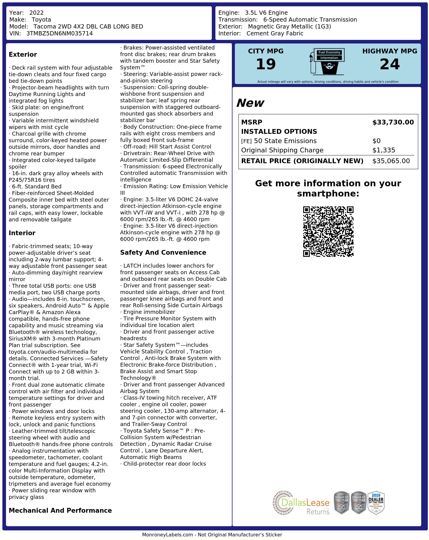 Monroney Label