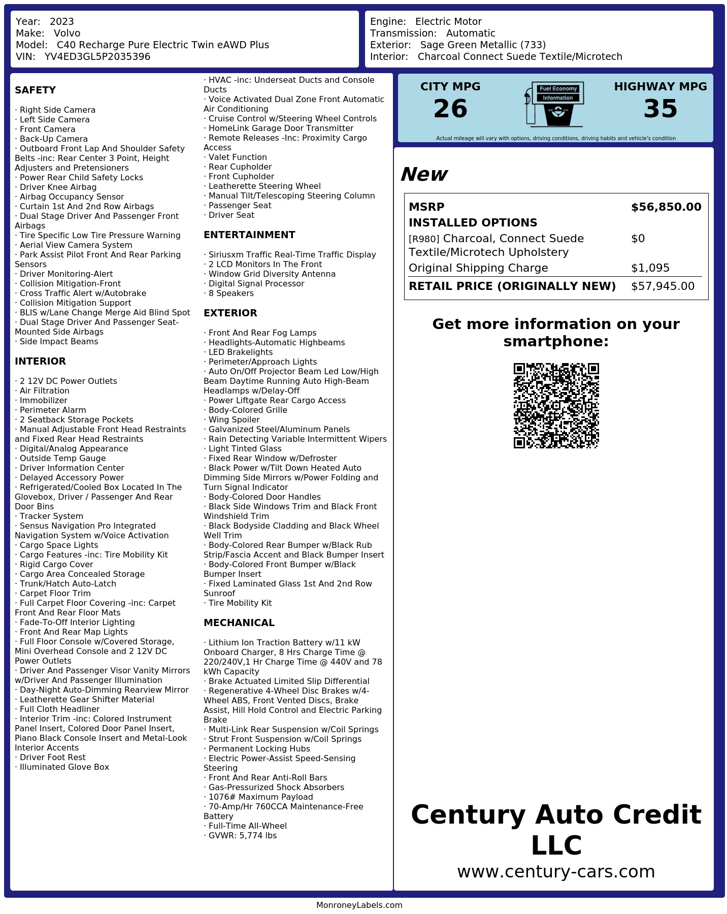 Monroney Label