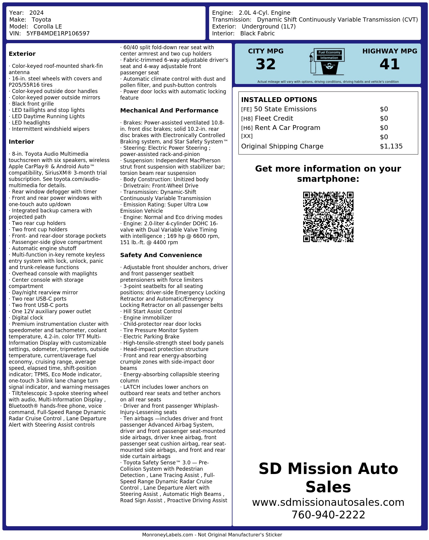 Monroney Label