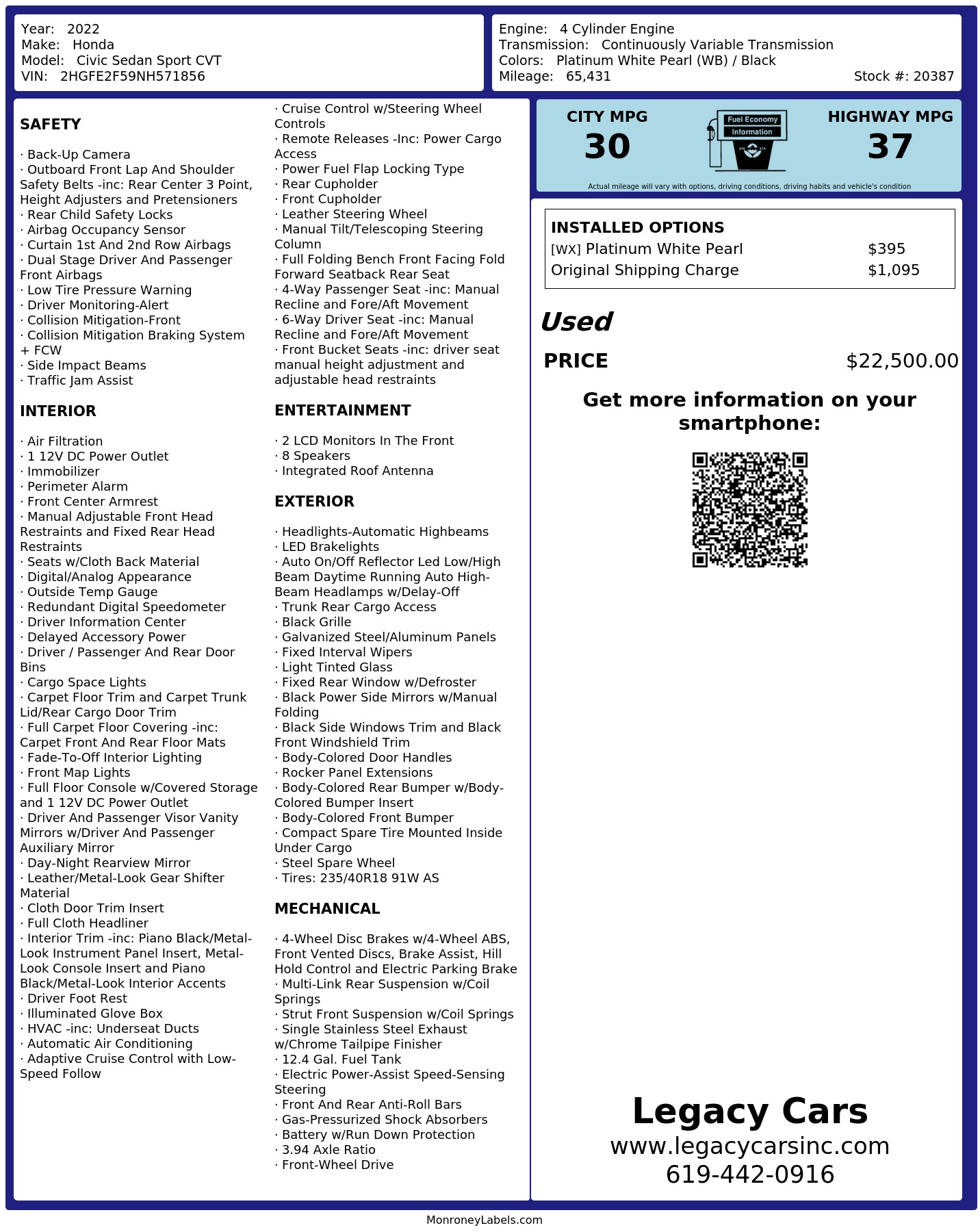 Monroney Label