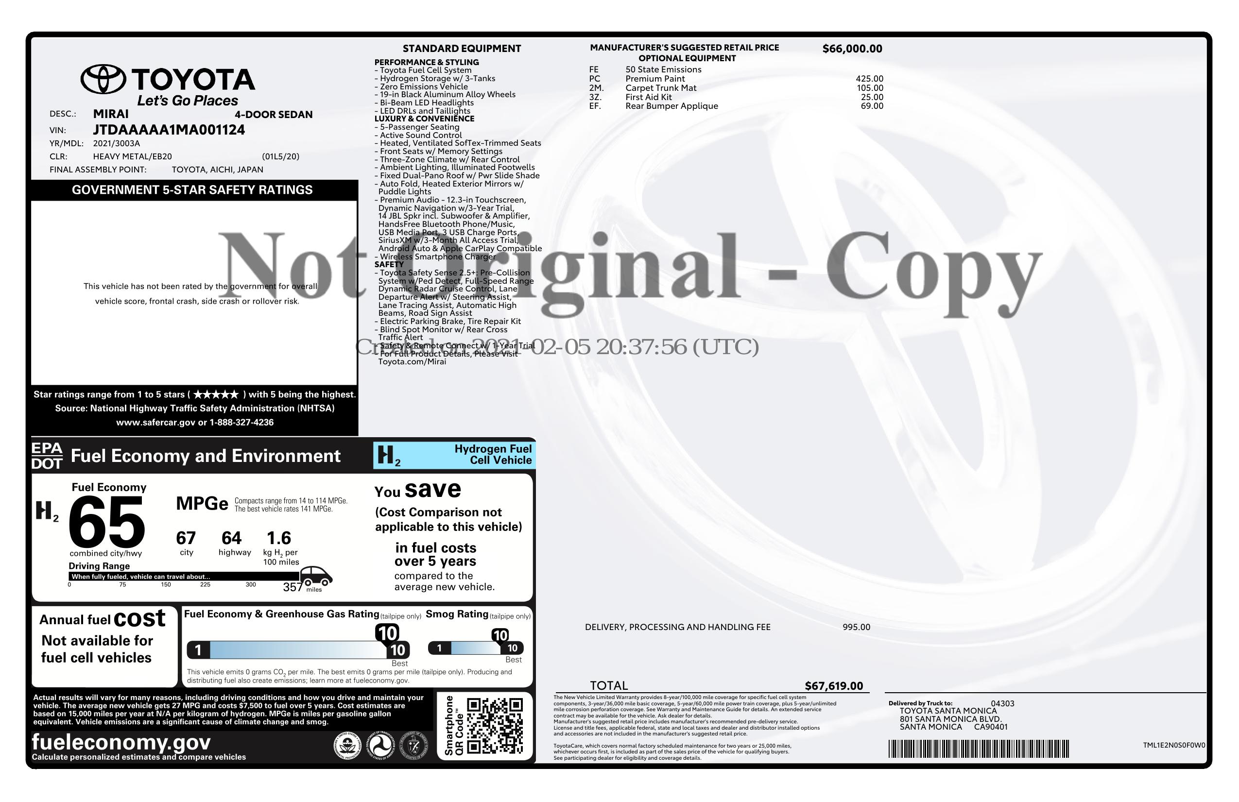 Monroney Label