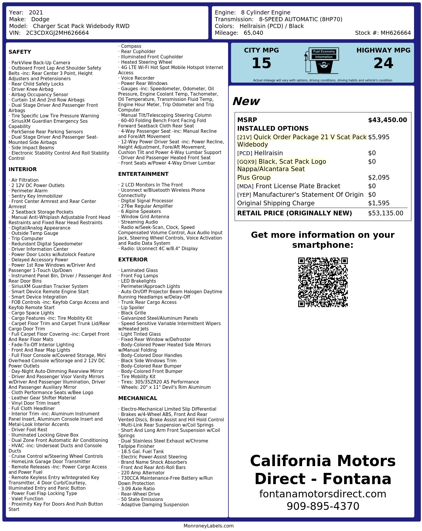 Monroney Label
