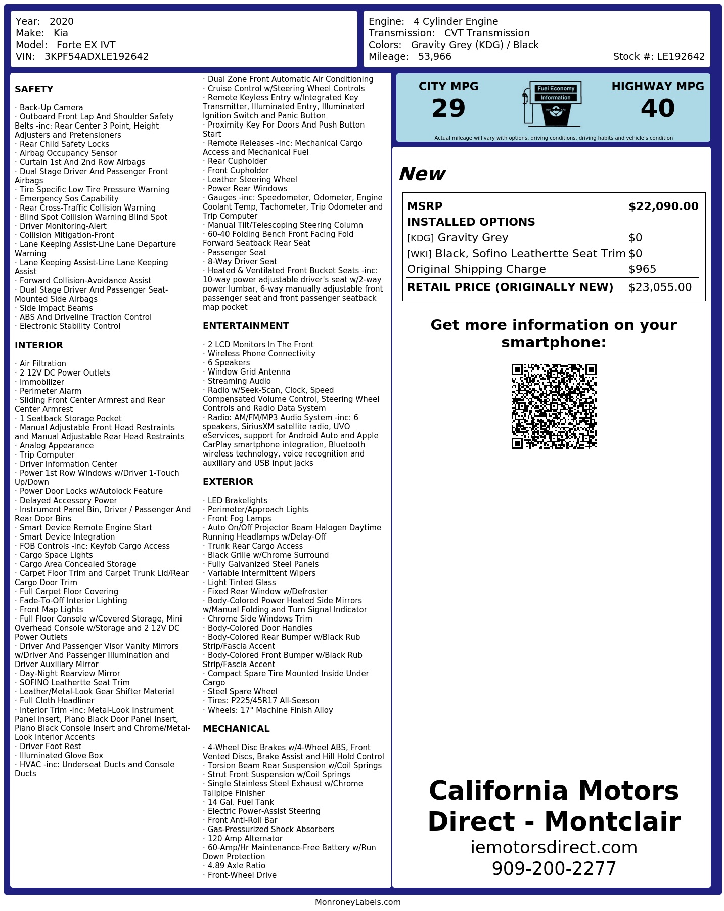 Monroney Label