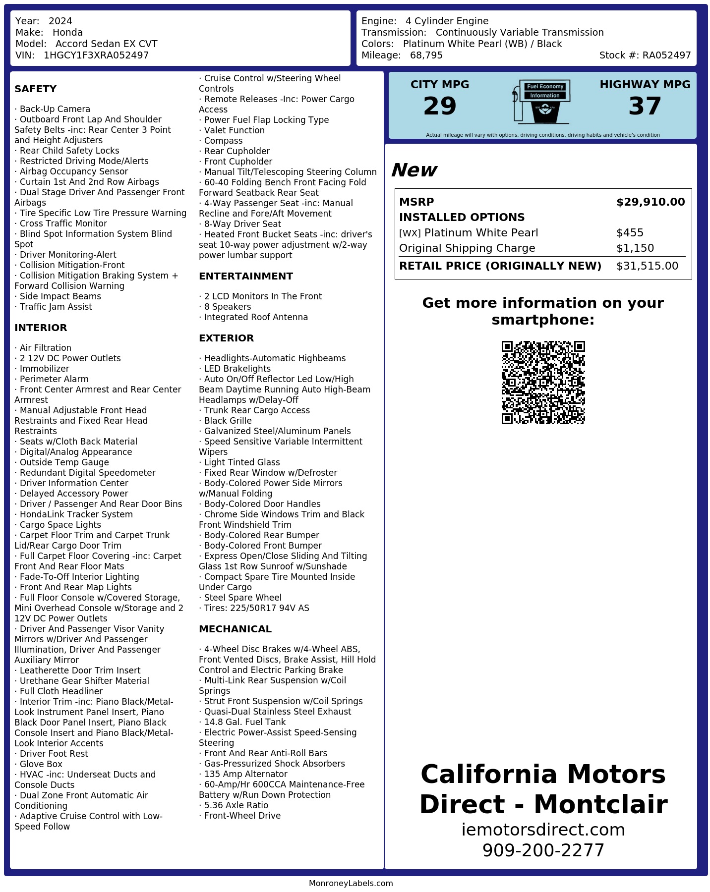 Monroney Label