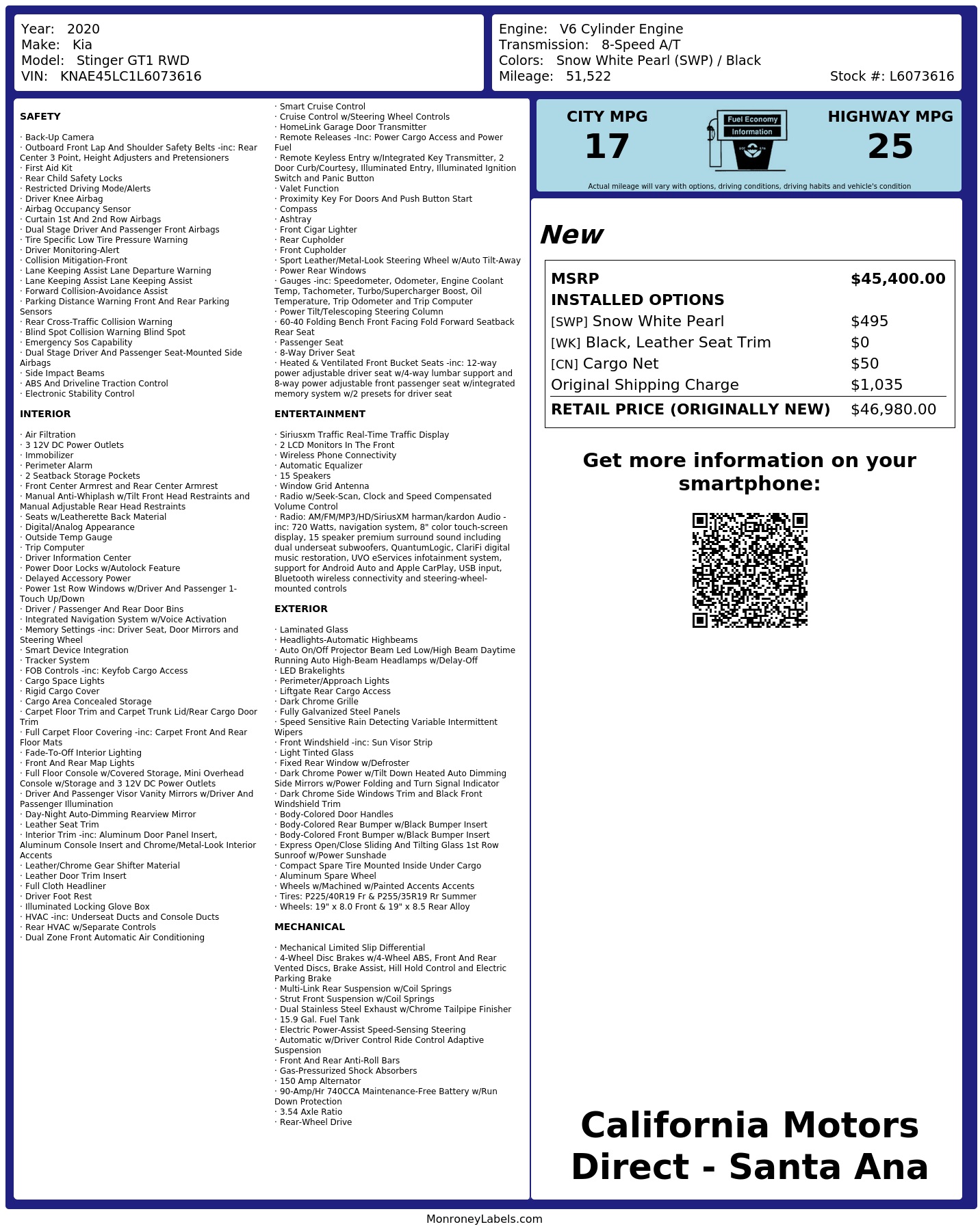 Monroney Label