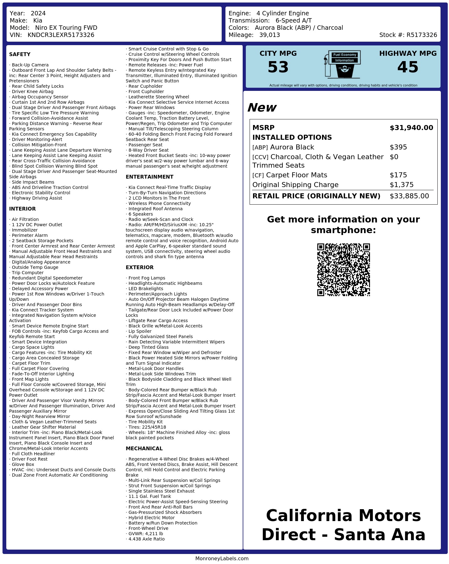Monroney Label