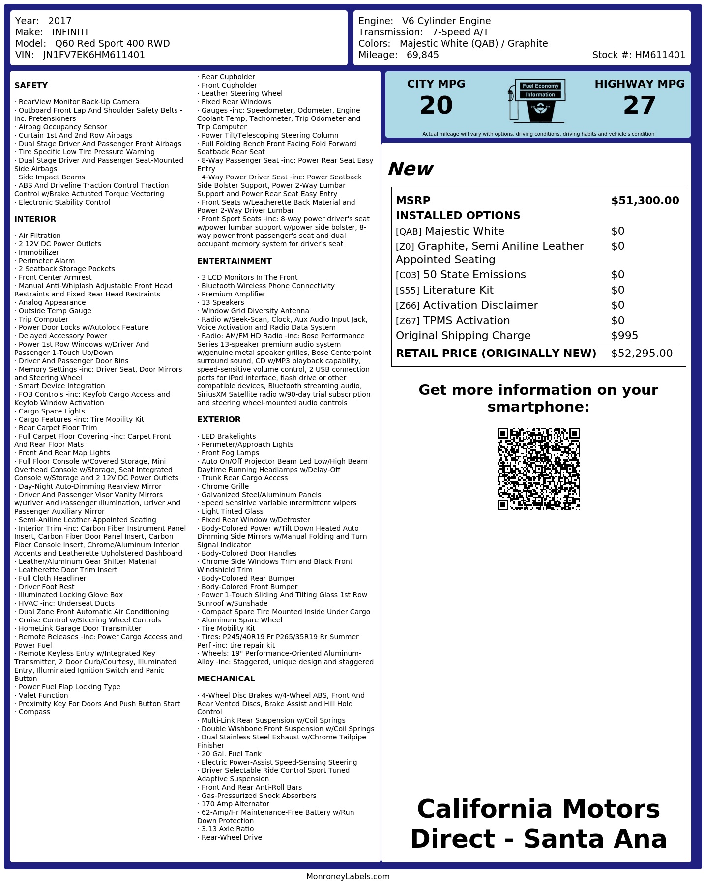 Monroney Label